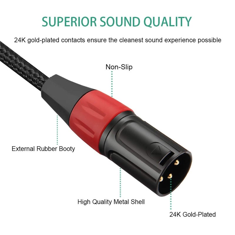 JOMLEY كابل ميكروفون لابيل برو من JOMLEY 3 دبابيس XLR أنثوي (TA3F) إلى XLR ذكري عادي - 1 قدم - Image 3